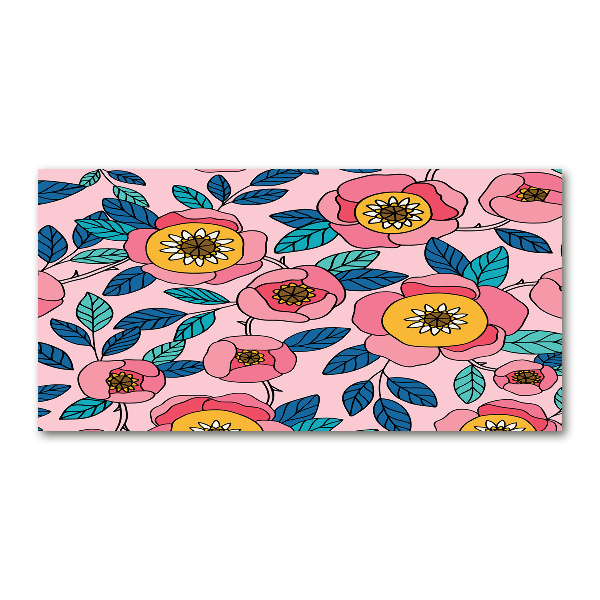 Cuadro metacrilato horizontal flores rosas