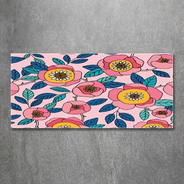 Cuadro metacrilato horizontal flores rosas