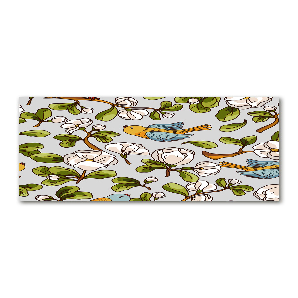 Cuadro metacrilato horizontal Flores y pájaros