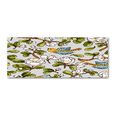 Cuadro metacrilato horizontal Flores y pájaros