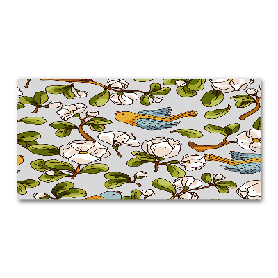 Cuadro metacrilato horizontal Flores y pájaros