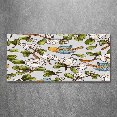 Cuadro metacrilato horizontal Flores y pájaros