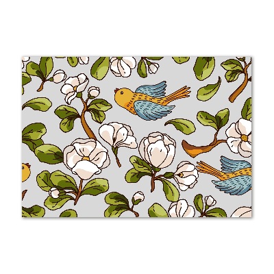 Cuadro metacrilato horizontal Flores y pájaros