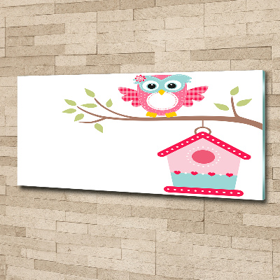 Foto en metacrilato horizontal Búho en una rama