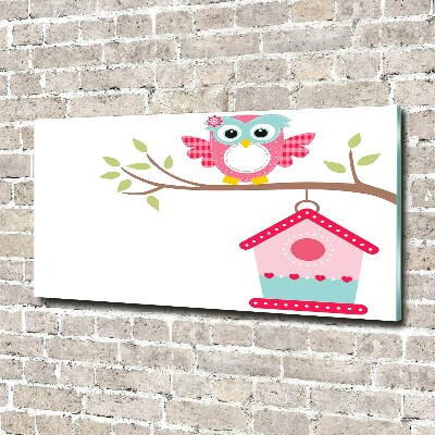 Foto en metacrilato horizontal Búho en una rama