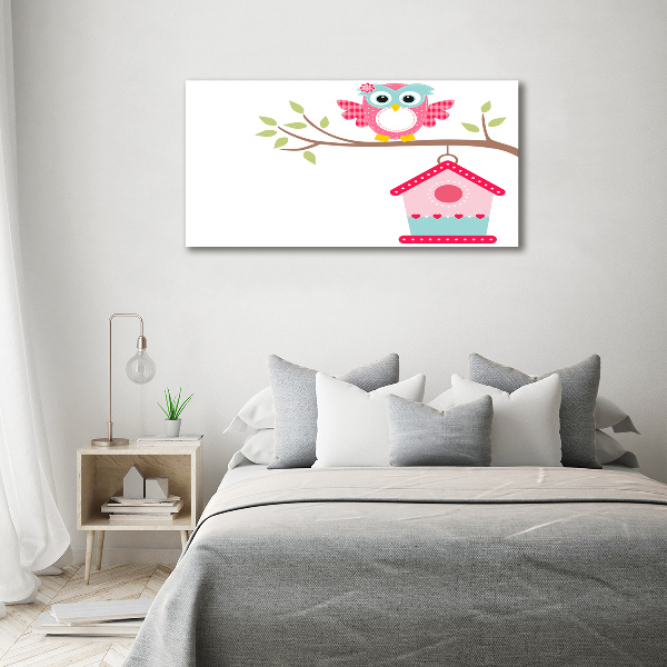 Foto en metacrilato horizontal Búho en una rama