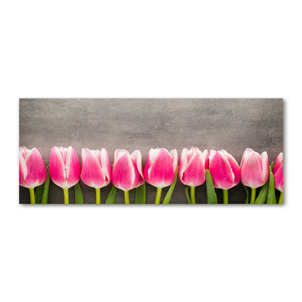Pintura en acrílico horizontal tulipanes rosados