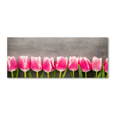 Pintura en acrílico horizontal tulipanes rosados