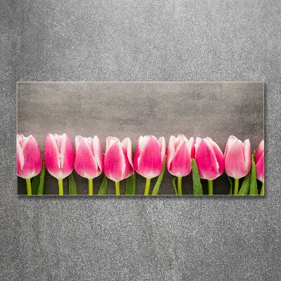 Pintura en acrílico horizontal tulipanes rosados