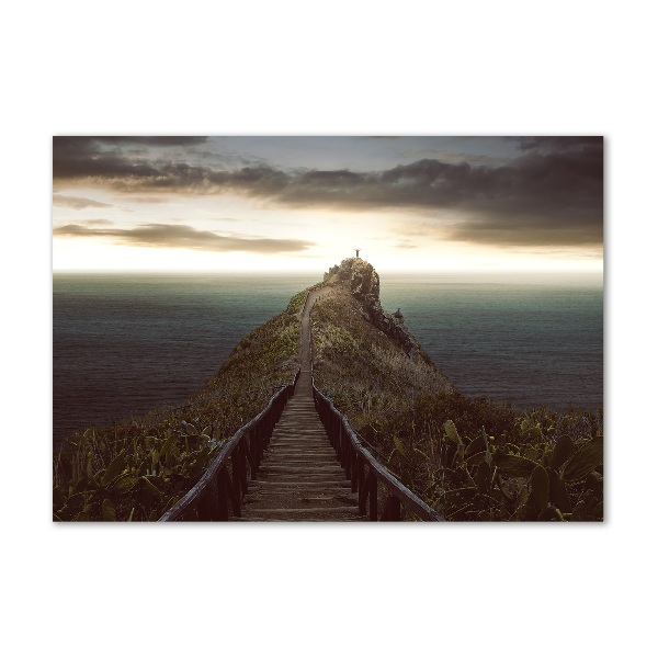 Pintura en acrílico horizontal Camino sobre la roca