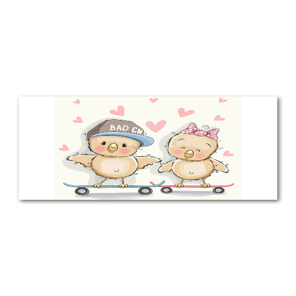 Cuadro acrílico horizontal Pájaros en una patineta