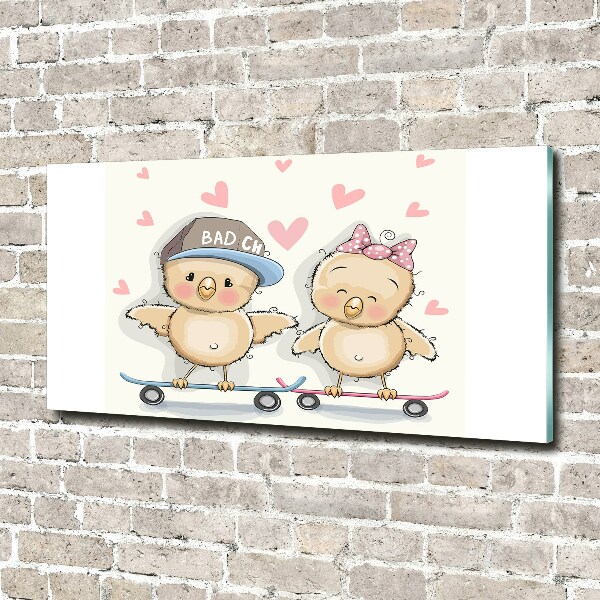 Cuadro acrílico horizontal Pájaros en una patineta