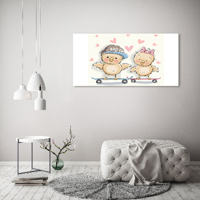 Cuadro acrílico horizontal Pájaros en una patineta