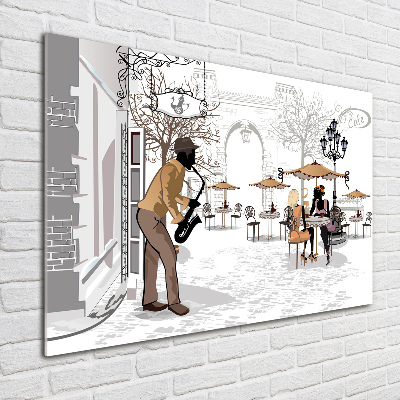 Foto obraz szkło akryl Muzyk uliczny