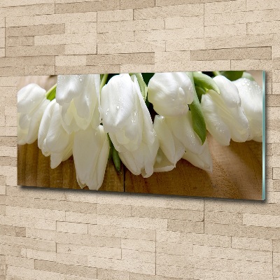 Foto en metacrilato horizontal tulipanes blancos