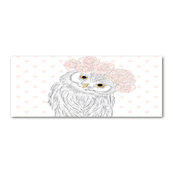 Pintura en acrílico horizontal Búho en una corona