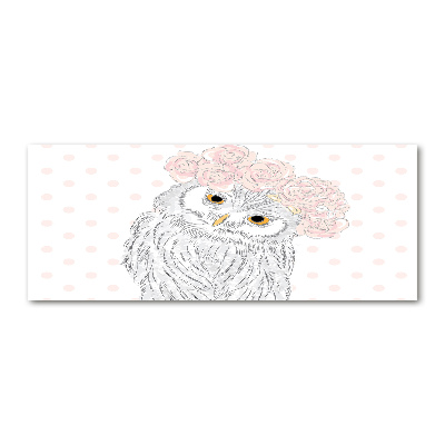 Pintura en acrílico horizontal Búho en una corona