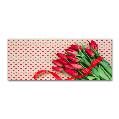 Cuadro metacrilato horizontal tulipanes en forma de corazón