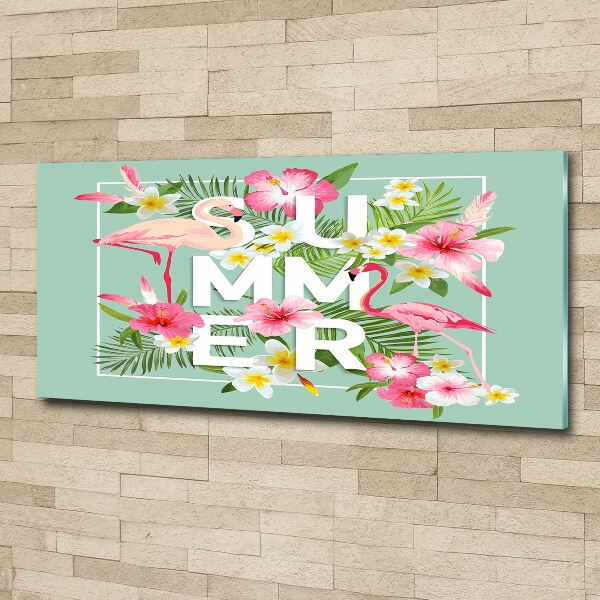 Cuadro acrílico horizontal Vacaciones y flamencos