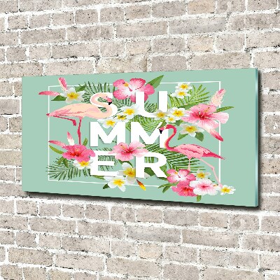 Cuadro acrílico horizontal Vacaciones y flamencos