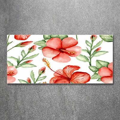 Pintura en acrílico horizontal flores tropicales