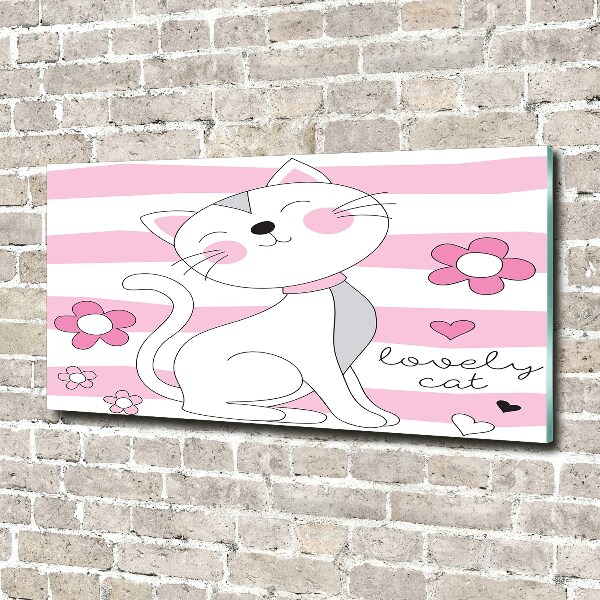 Cuadro metacrilato horizontal gato blanco