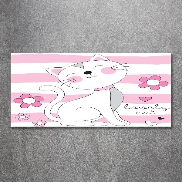 Cuadro metacrilato horizontal gato blanco