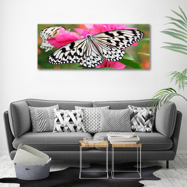 Pintura en acrílico horizontal Mariposa en una flor