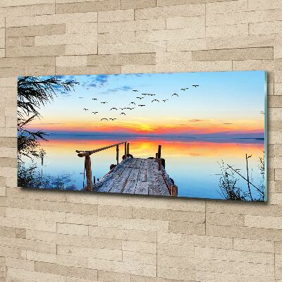 Foto en metacrilato horizontal Muelle en el lago