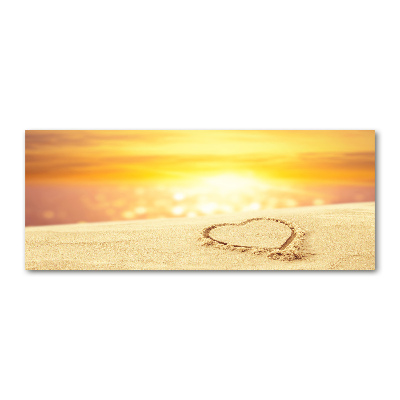 Cuadro acrílico horizontal Corazón en la arena