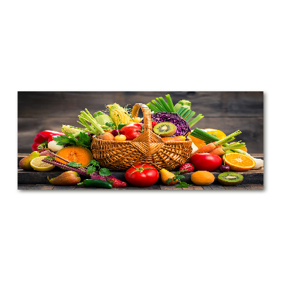 Pintura en acrílico horizontal Cesta de frutas y verduras