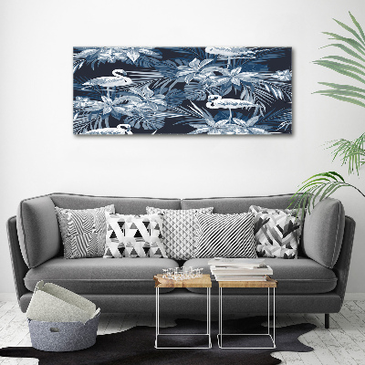 Foto en metacrilato horizontal Flamencos y plantas