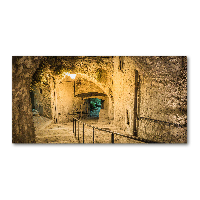 Pintura en acrílico horizontal Peille de noche Francia