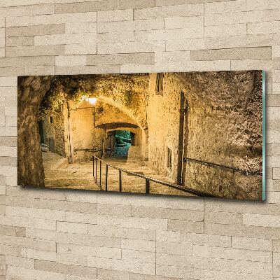 Pintura en acrílico horizontal Peille de noche Francia