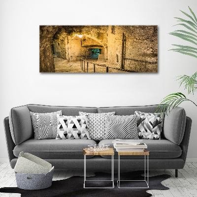Pintura en acrílico horizontal Peille de noche Francia