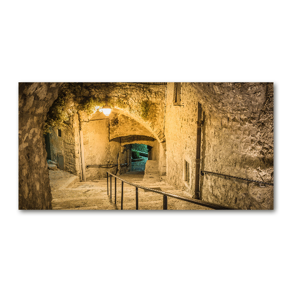 Pintura en acrílico horizontal Peille de noche Francia