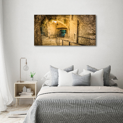 Pintura en acrílico horizontal Peille de noche Francia