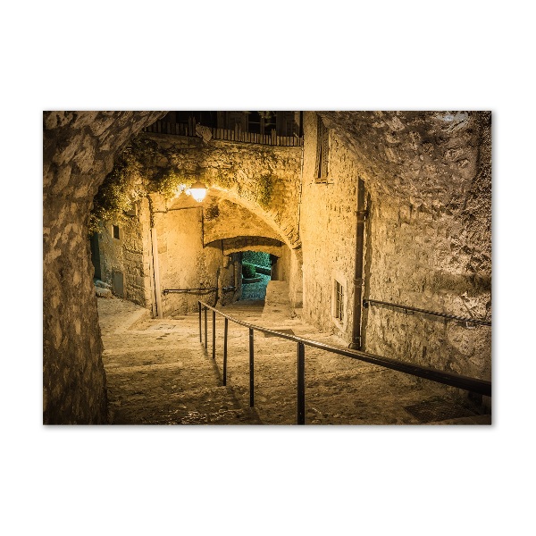 Pintura en acrílico horizontal Peille de noche Francia