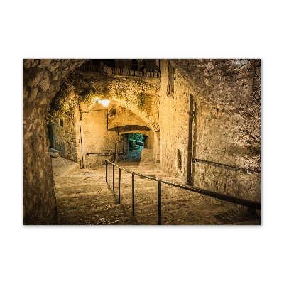 Pintura en acrílico horizontal Peille de noche Francia