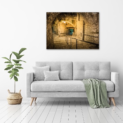Pintura en acrílico horizontal Peille de noche Francia