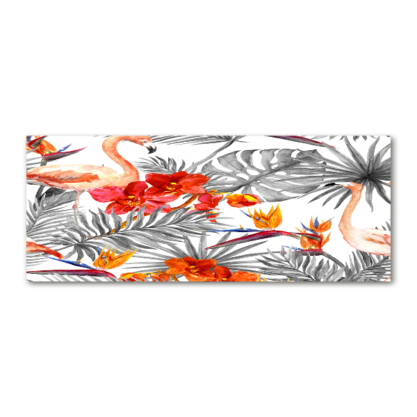 Cuadro metacrilato horizontal Flamencos y flores