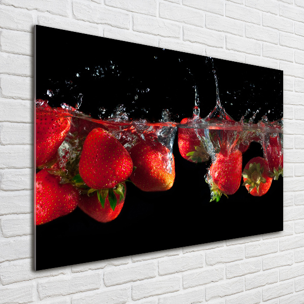 Cuadro acrílico horizontal Fresas bajo el agua