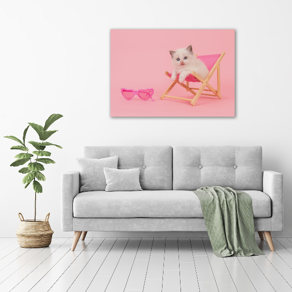 Cuadro metacrilato horizontal Gato en una tumbona