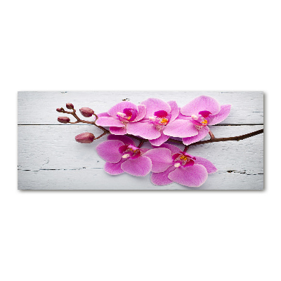 Obraz zdjęcie akryl Orchidea na drewnie
