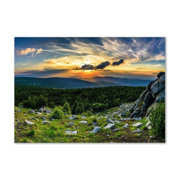 Pintura en acrílico horizontal panorama de montaña