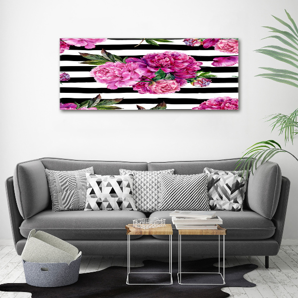 Pintura en acrílico horizontal Peonías rosas