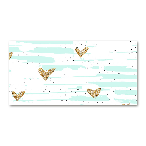 Foto en metacrilato horizontal Fondo de corazones dorados