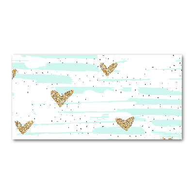 Foto obraz szkło akryl Złote serca tło