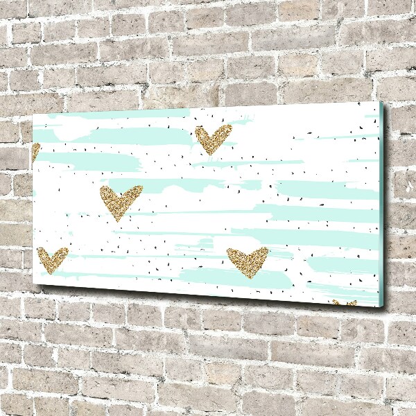 Foto en metacrilato horizontal Fondo de corazones dorados