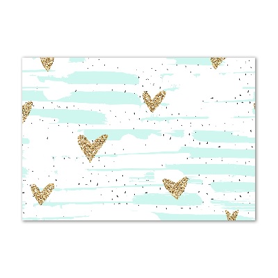 Foto obraz szkło akryl Złote serca tło